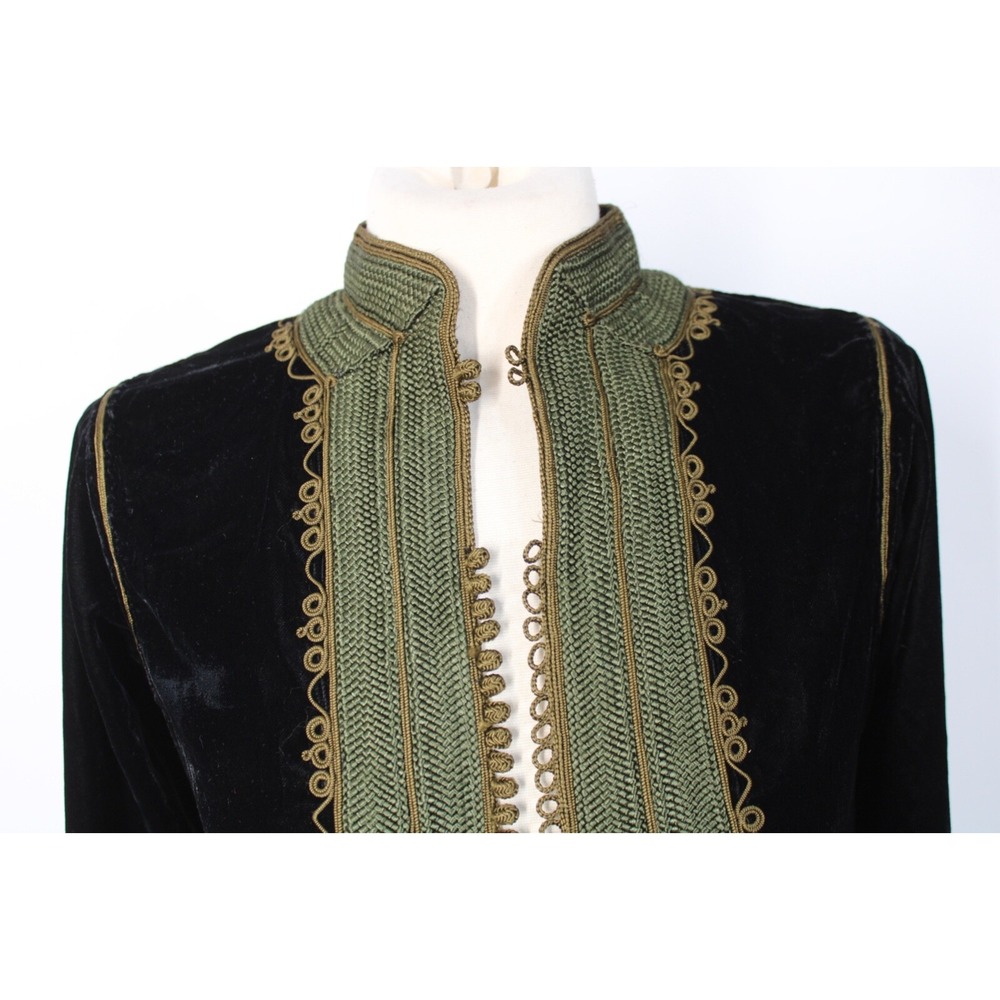 Maison du Caftan S? Casablanca Black Velvet Long Jacket Coat - Picture 3 of 10